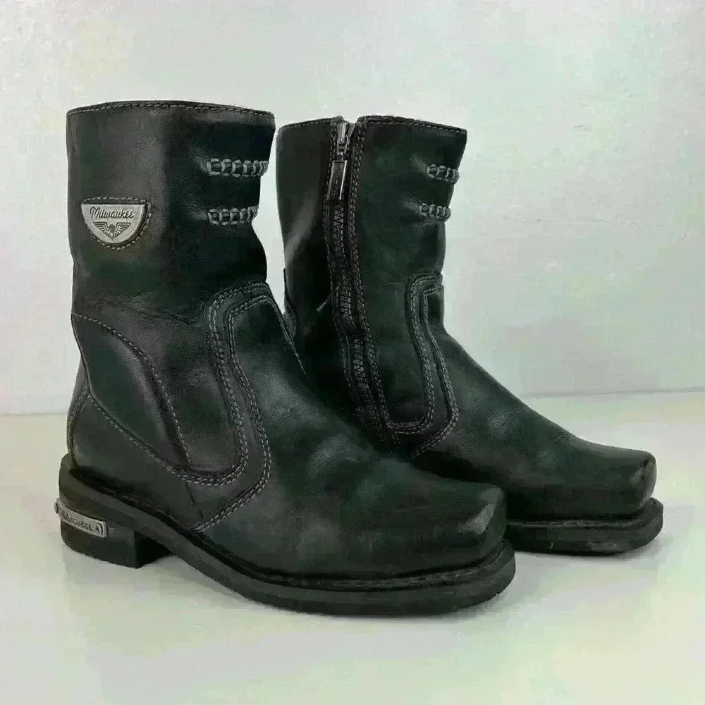 Milwaukee Women's Motorcycle Boots Size 6.5 Black Shifter Side-zip - Picture 9 of 12